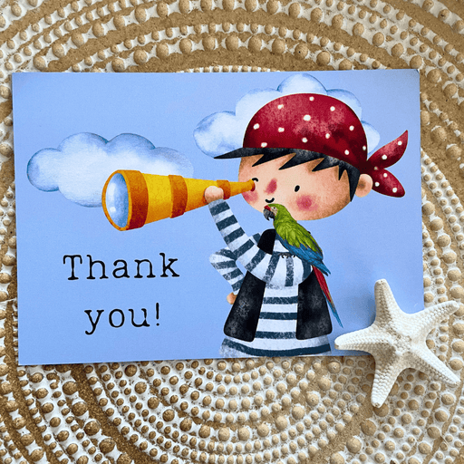 Ahoy, Matey! Pirate-Themed Thank You Card with Word Search - Goodieland