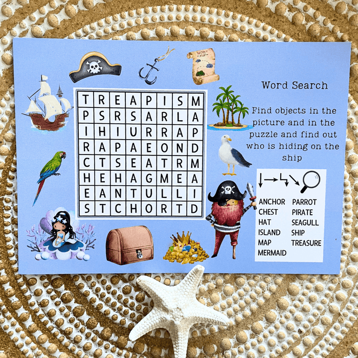 Ahoy, Matey! Pirate-Themed Thank You Card with Word Search - Goodieland