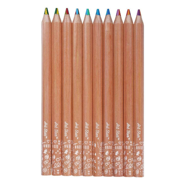 Assortment of rainbow pencils.